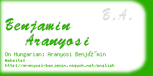 benjamin aranyosi business card